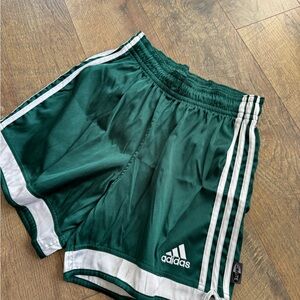adidas Emerald Green Drawstring Athletic Shorts with White Logo